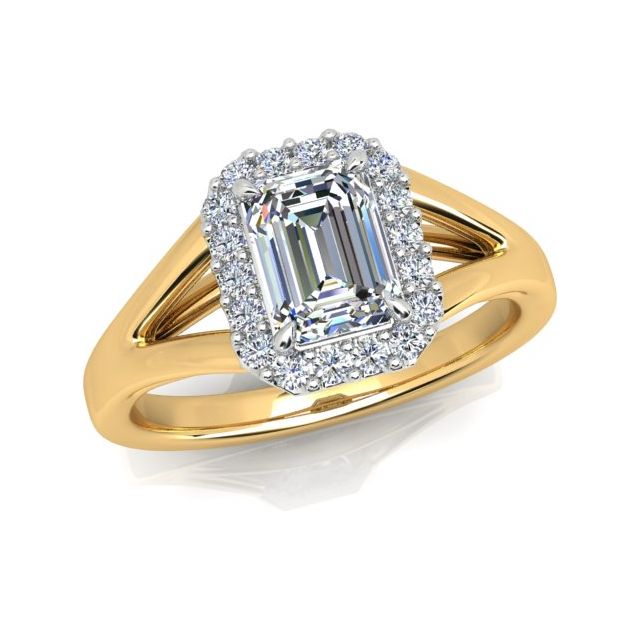 18ct Yellow Gold & Platinum 1.18ct Diamond Halo-Style Dress Ring