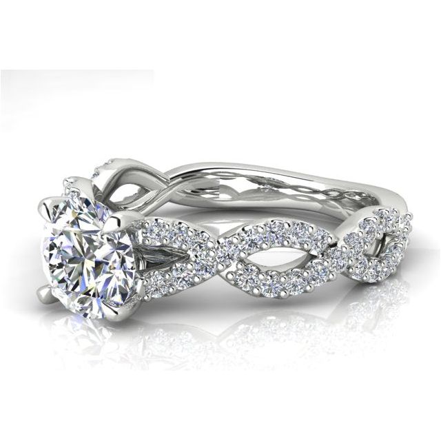 Platinum 1.44ct 4-Claw Split & Twist Style Engagement Ring