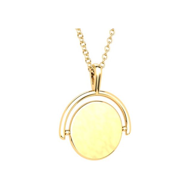 18ct Yellow Gold Small Signet Rotating Disc Pendant