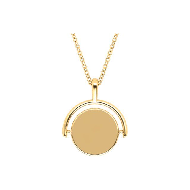 18ct Yellow Gold Small Signet Rotating Disc Pendant