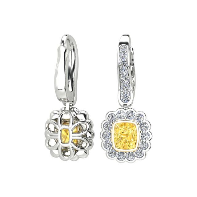 18ct White & Yellow Gold 1.72ct Yellow Diamond Drop Earrings