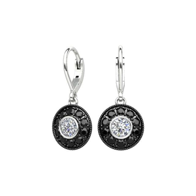 18ct White Gold 1.00ct Diamond Halo-Style Drop Earrings