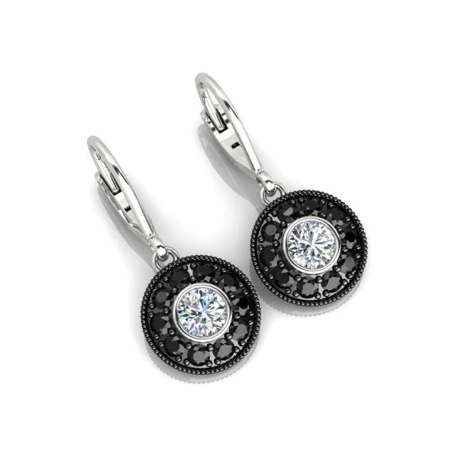 18ct White Gold 1.00ct Diamond Halo-Style Drop Earrings