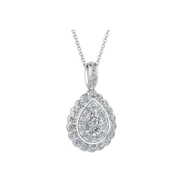 18ct White & Yellow Gold 1.25ct Pear Diamond Drop Pendant