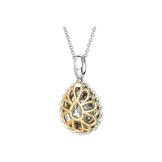 18ct White & Yellow Gold 1.25ct Pear Diamond Drop Pendant