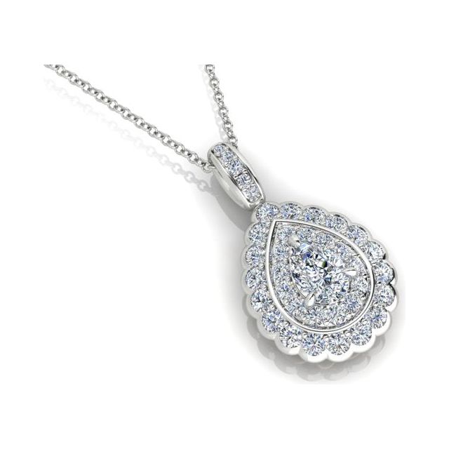18ct White & Yellow Gold 1.25ct Pear Diamond Drop Pendant