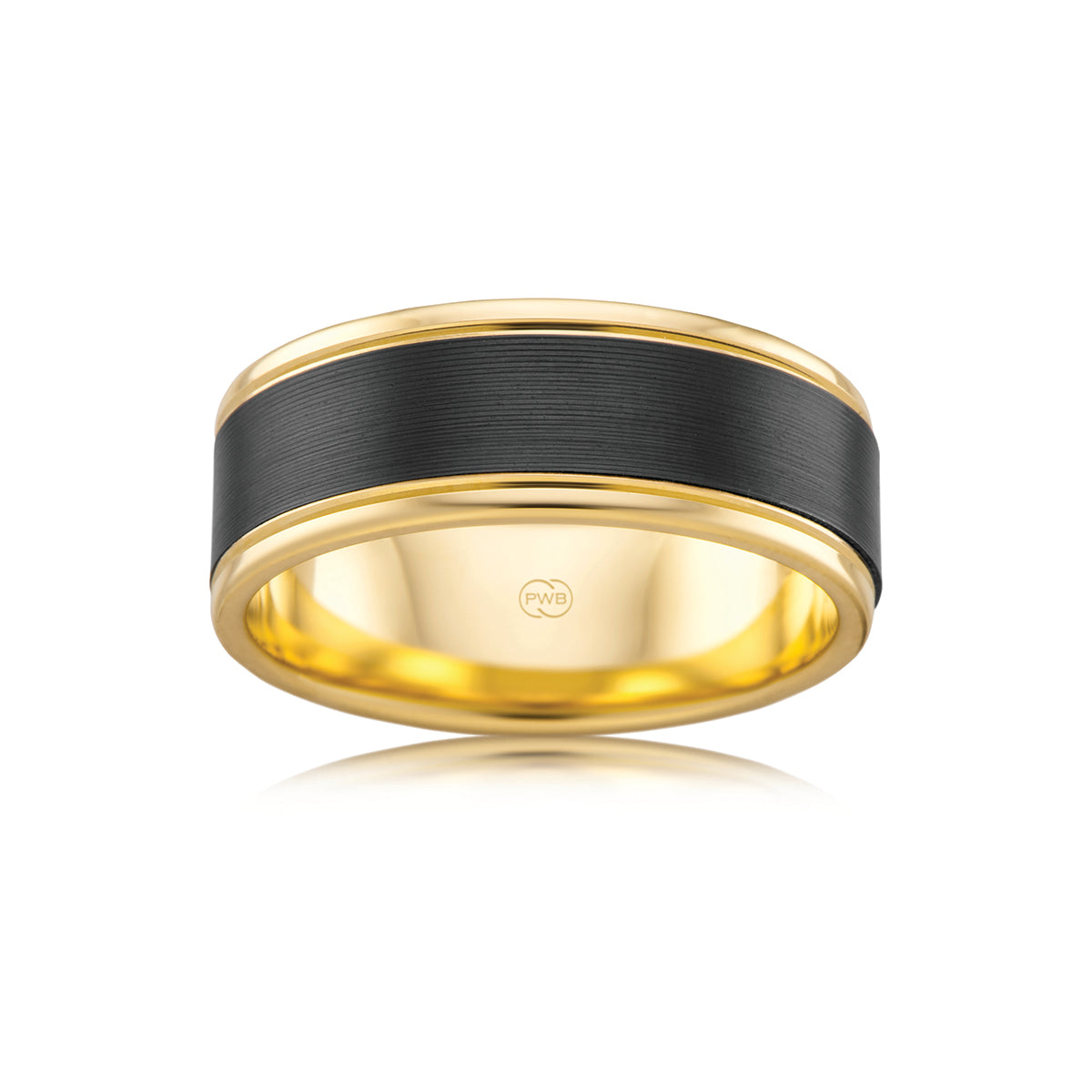 9ct Yellow Gold and Zirconium Grain Parallel Finish Ring