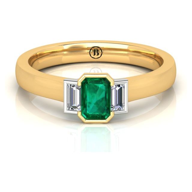 18ct Yellow & White Gold 0.66ct Emerald & Diamond Dress Ring