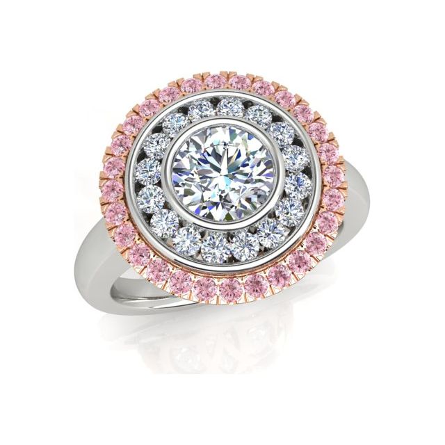 18ct White & Rose Gold 1.72ct Argyle Origin Pink Diamond Double-Halo Dress Ring