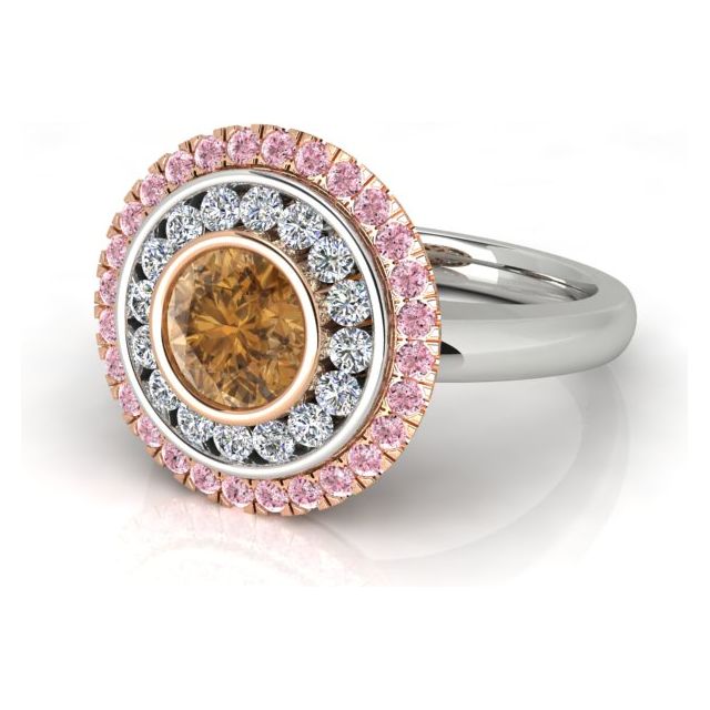 18ct White & Rose Gold 1.79ct Argyle Origin Diamond Double-Halo Dress Ring