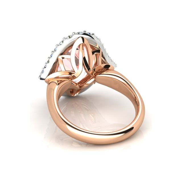 18ct Rose & White Gold 5.60ct Oval Morganite & Diamond Dress Ring