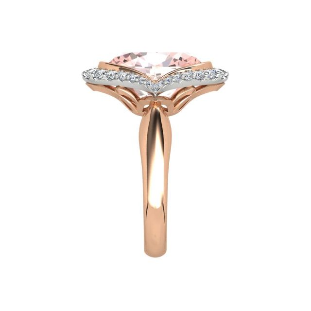 18ct Rose & White Gold 5.60ct Oval Morganite & Diamond Dress Ring