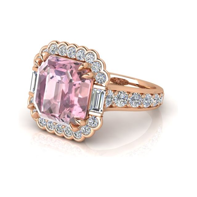 18ct Rose & Gold 5.93ct Asscher Morganite & Diamond Dress Ring