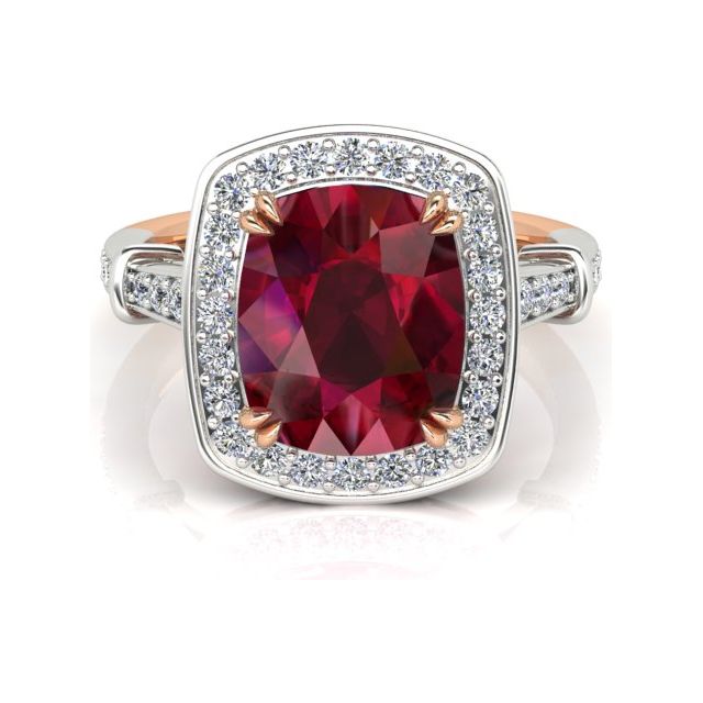18ct Rose & White Gold 5.12ct Tourmaline & Diamond Halo-Style Dress Ring
