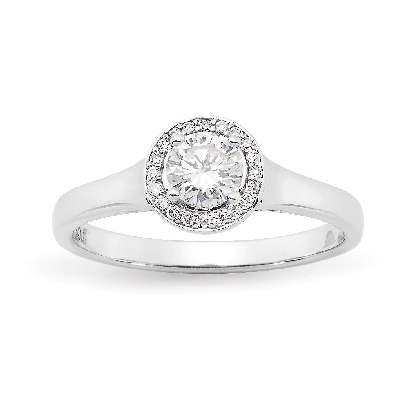 Diamond Set Halo Engagement Ring in 18ct White Gold