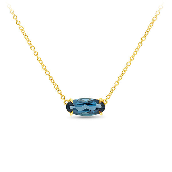 London Blue Topaz & Diamond Pendant in 9ct Yellow Gold